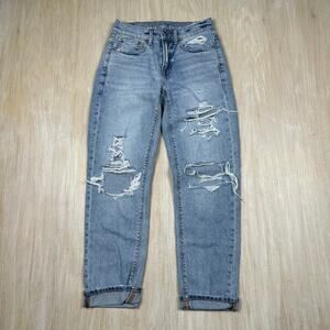 American Eagle 90's Straight Distressed Throwback Casual Denim Jeans 00 SHORT
